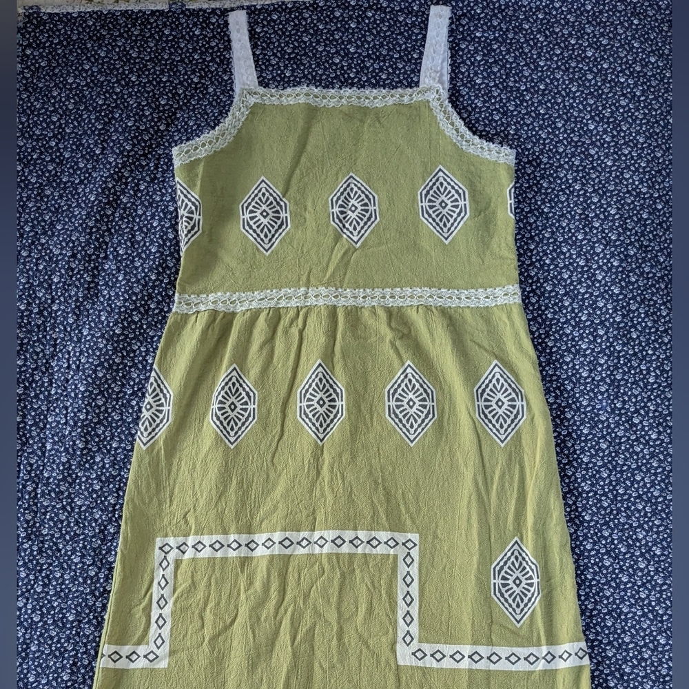 Green Boho Midi Dress